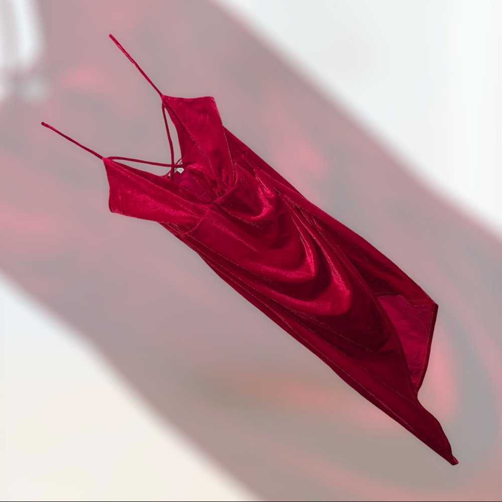 Red Thigh Cut Dress